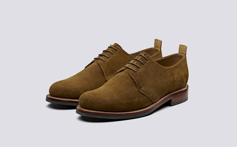 Grenson Wade Mens Derby Shoes - Brown Suede on Dainite Sole TV6914